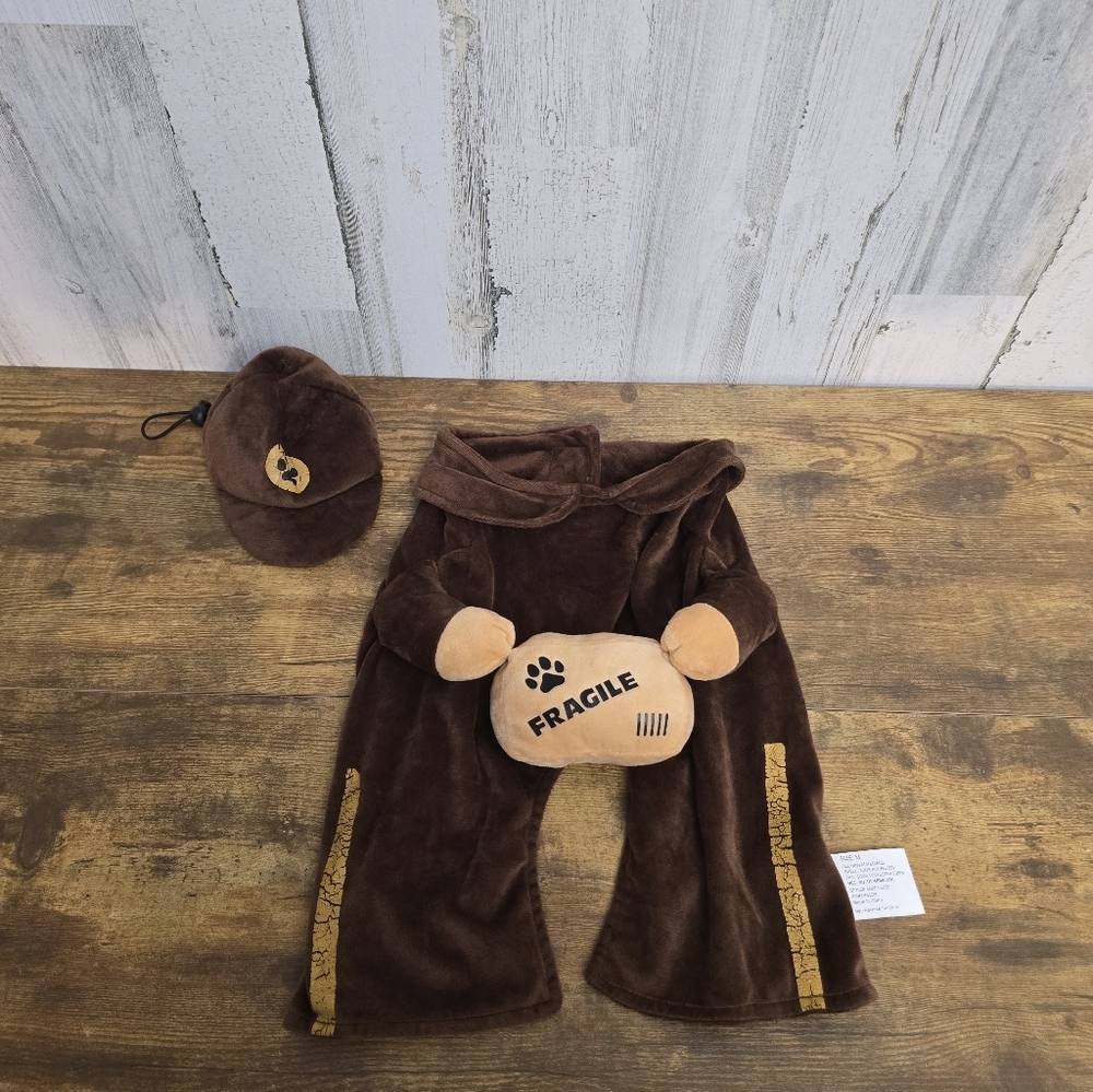 Brown Delivery Driver Dog Costume with Hat Size Medium
